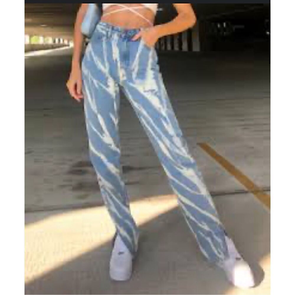 Lioness Jeans Princess Polly Alabama tie bye ankle split hem straight leg S